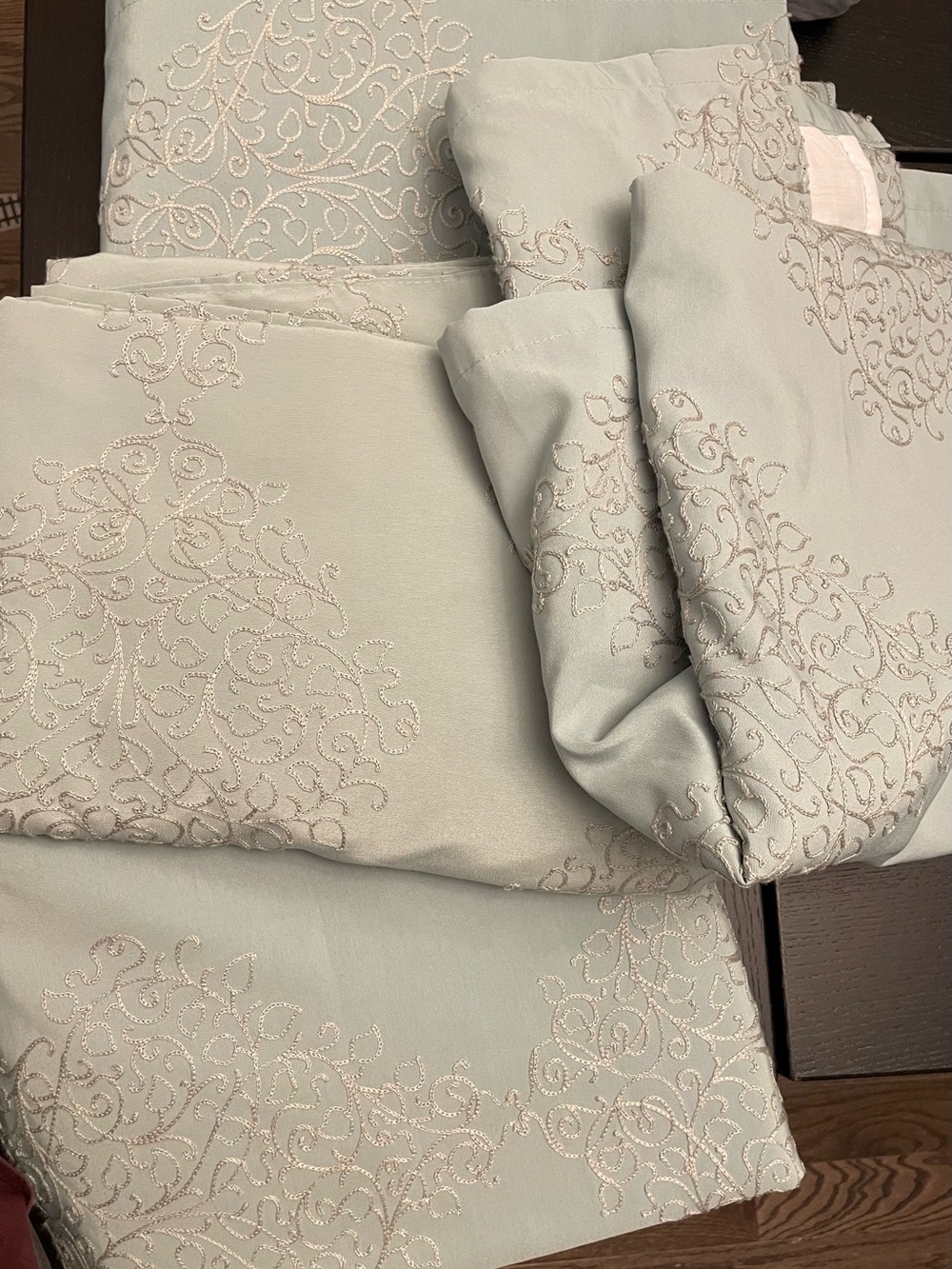 Elegant Sage Embroidered curtains - 4 panels